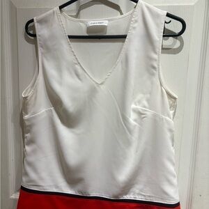 Calvin Klein White and Red Sleeveless top